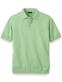 Cotton Three Button Polo - Light Green