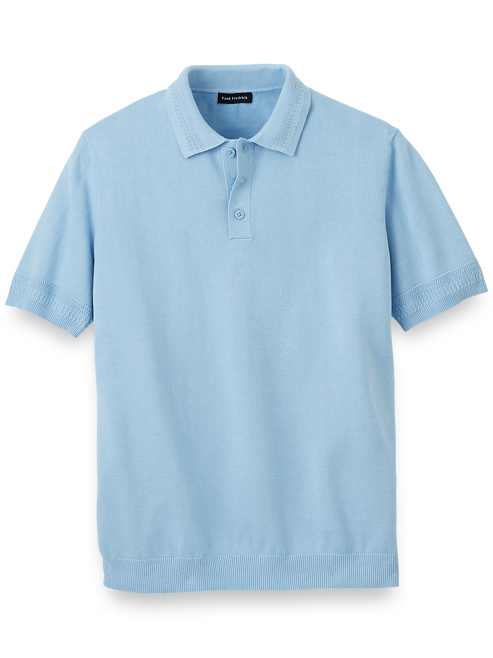 Product Image of Cotton Three Button Polo-Ice Blue