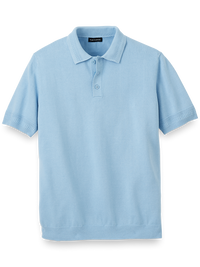 Cotton Three Button Polo - Ice Blue