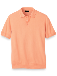 Cotton Three Button Polo - Coral