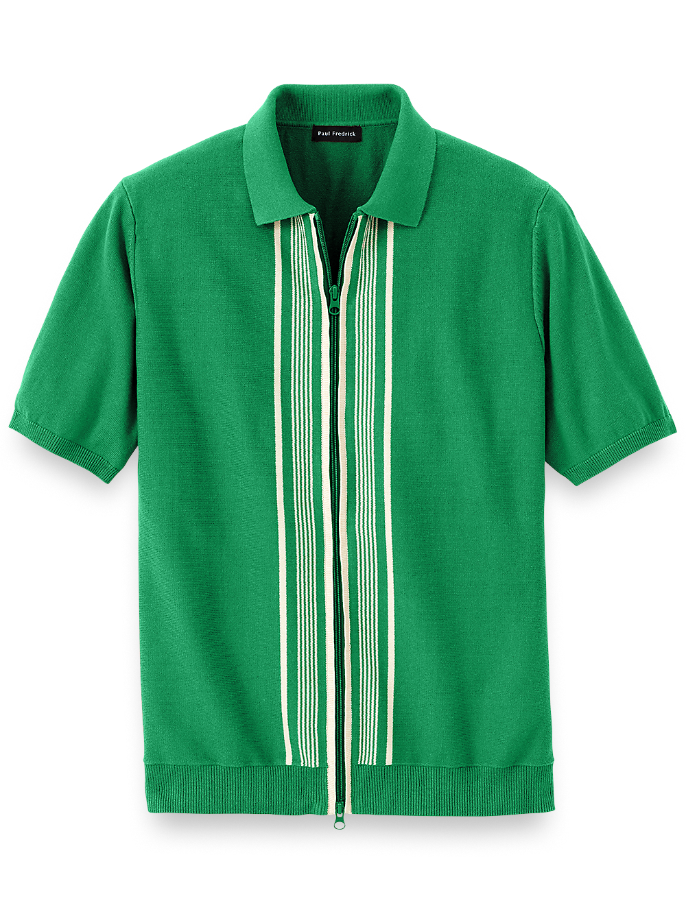 Product Image of Cotton Full Zip Polo-Green