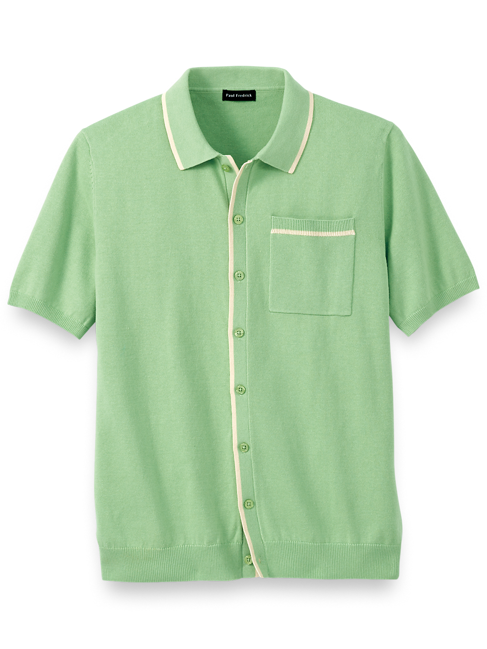 Product Image of Cotton Button Front Polo-Light Green