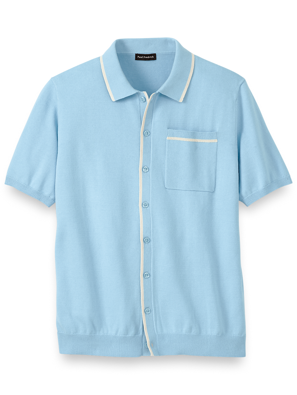 Product Image of Cotton Button Front Polo-Sky Blue