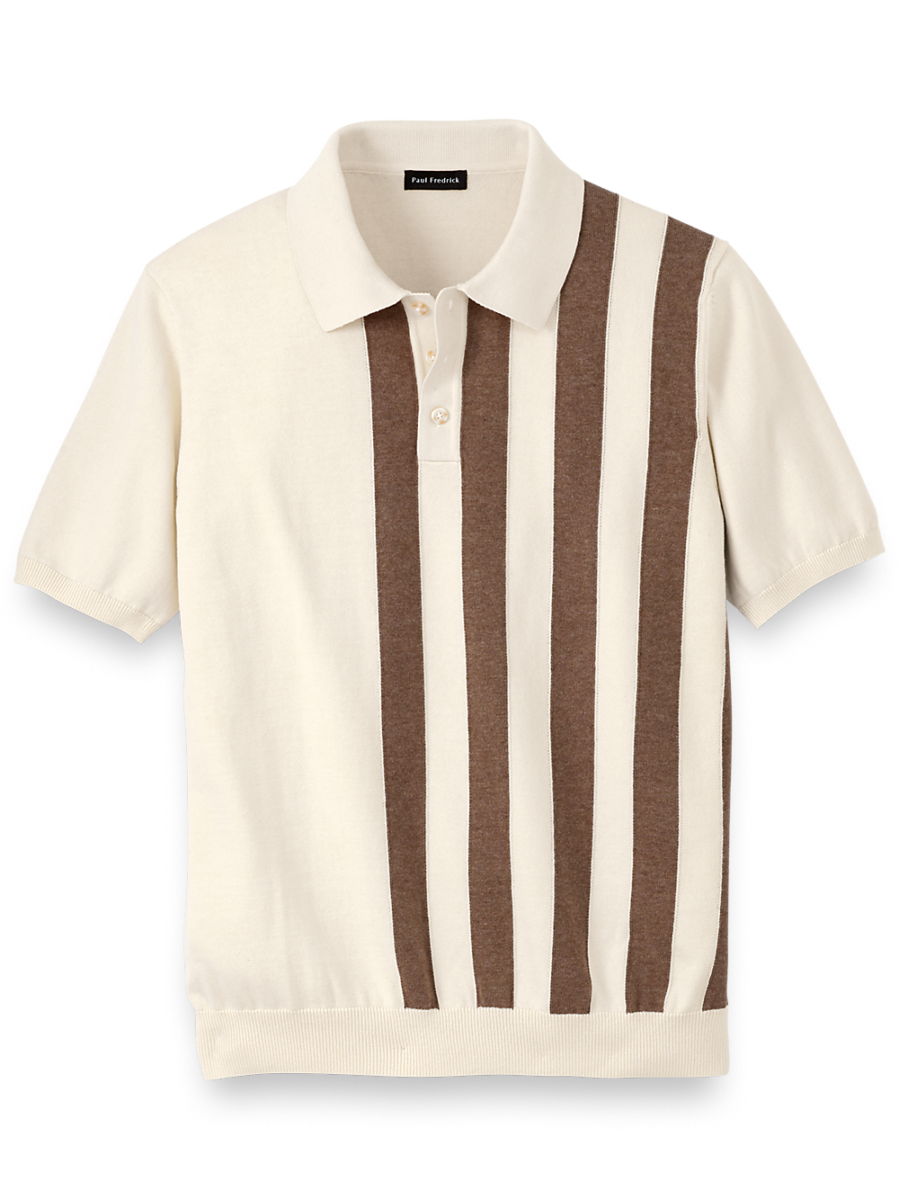 Product Image of Cotton Three Button Polo-Ivory