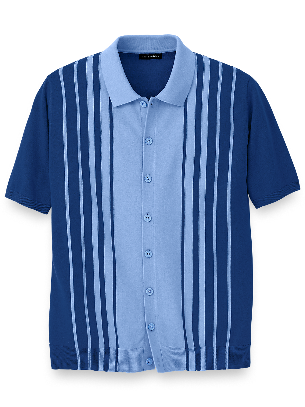 Product Image of Cotton Button Front Polo-Blue