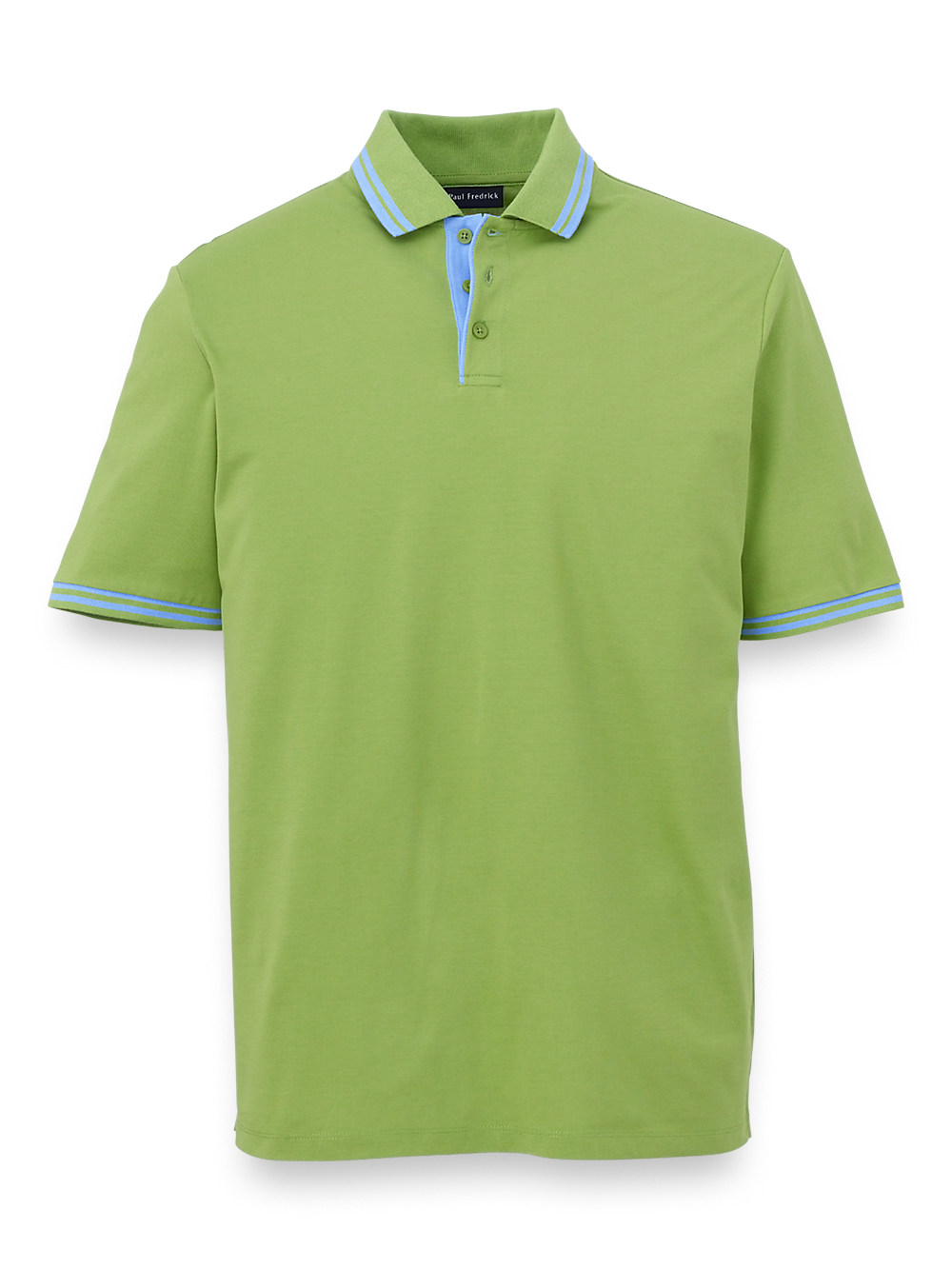 Product Image of Mercerized Cotton Pique Three Button Polo-Green