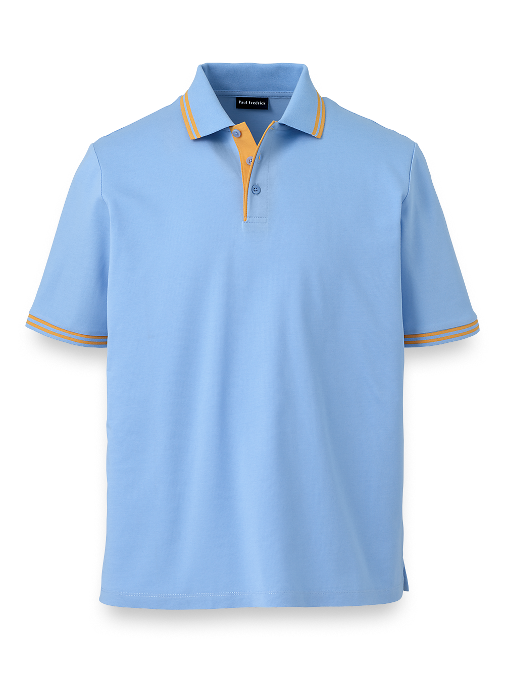 Product Image of Mercerized Cotton Pique Three Button Polo-Light Blue