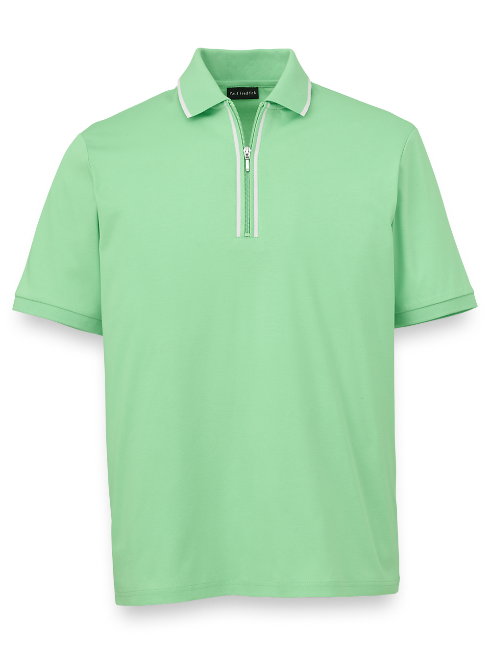 Product Image of Mercerized Cotton Quarter Zip Polo-Light Green