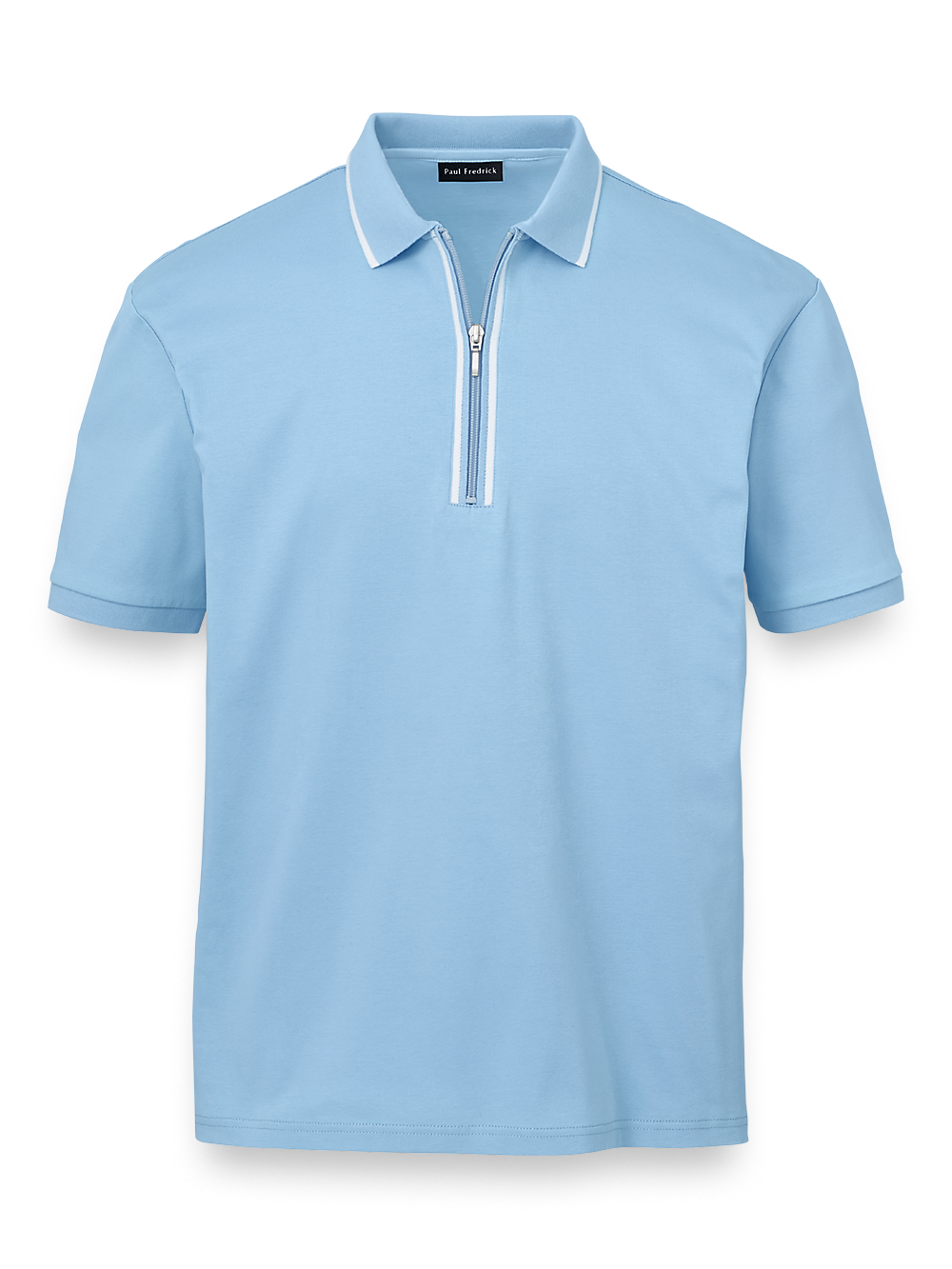 Product Image of Mercerized Cotton Quarter Zip Polo-Ice Blue