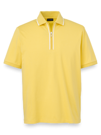 Mercerized Cotton Quarter Zip Polo - Yellow