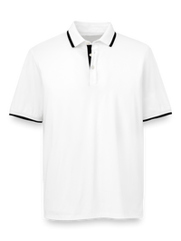 Performance Blend Three Button Polo - White/black