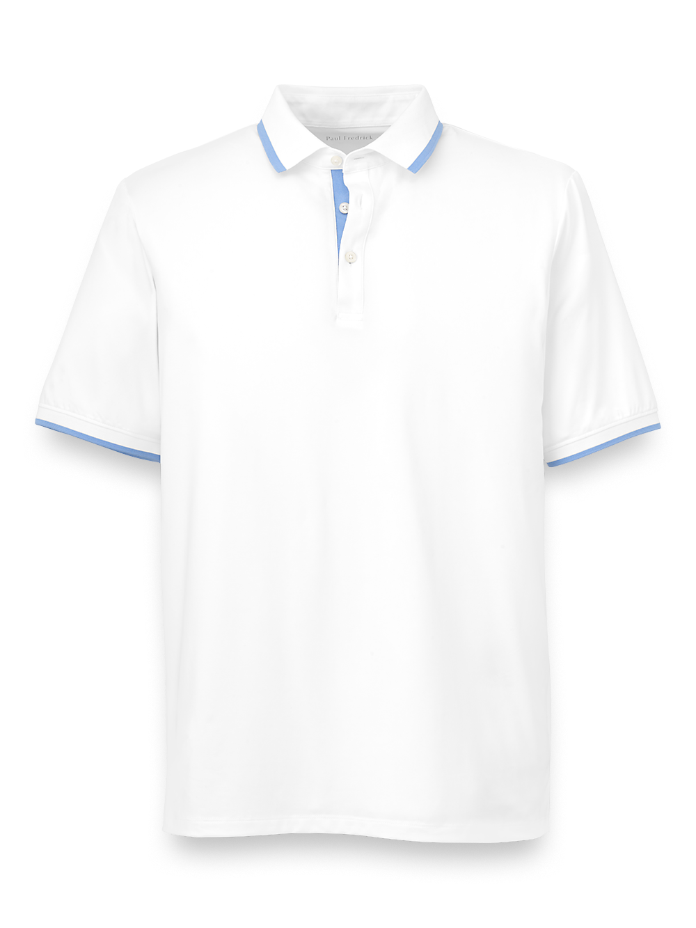 Product Image of Performance Blend Three Button Polo-White/Blue