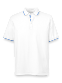 Performance Blend Three Button Polo - White/blue