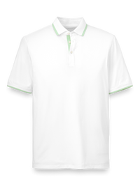 Performance Blend Three Button Polo - White/green