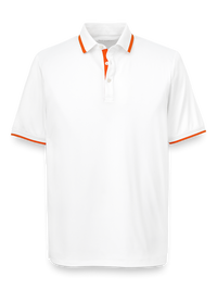 Performance Blend Three Button Polo - White/coral