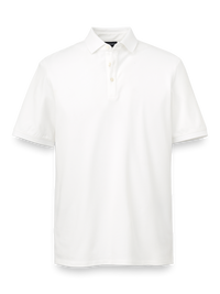 Cotton Blend Three Button Polo - White