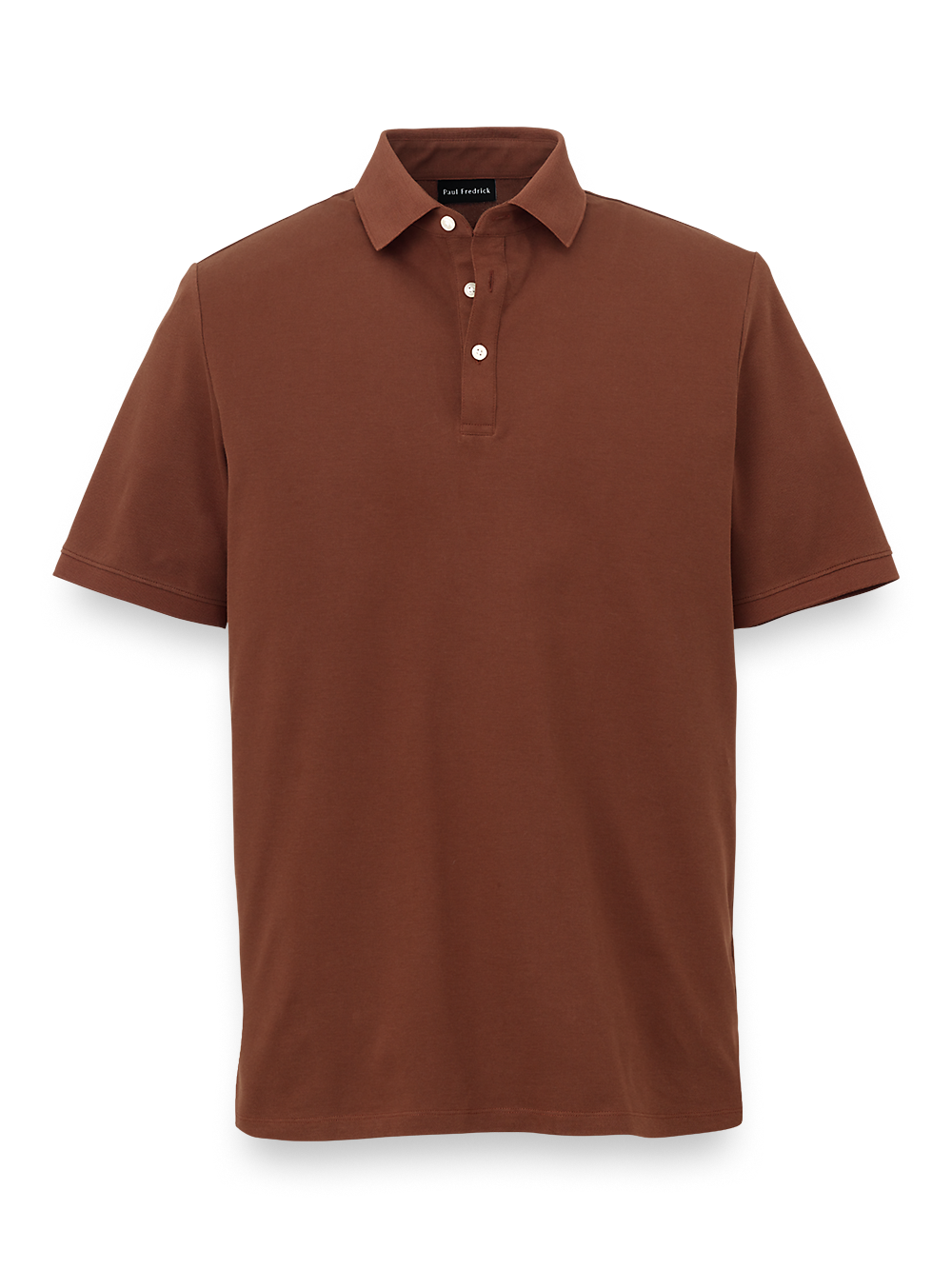 Product Image of Cotton Blend Three Button Polo-Brown