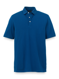 Cotton Blend Three Button Polo - Navy