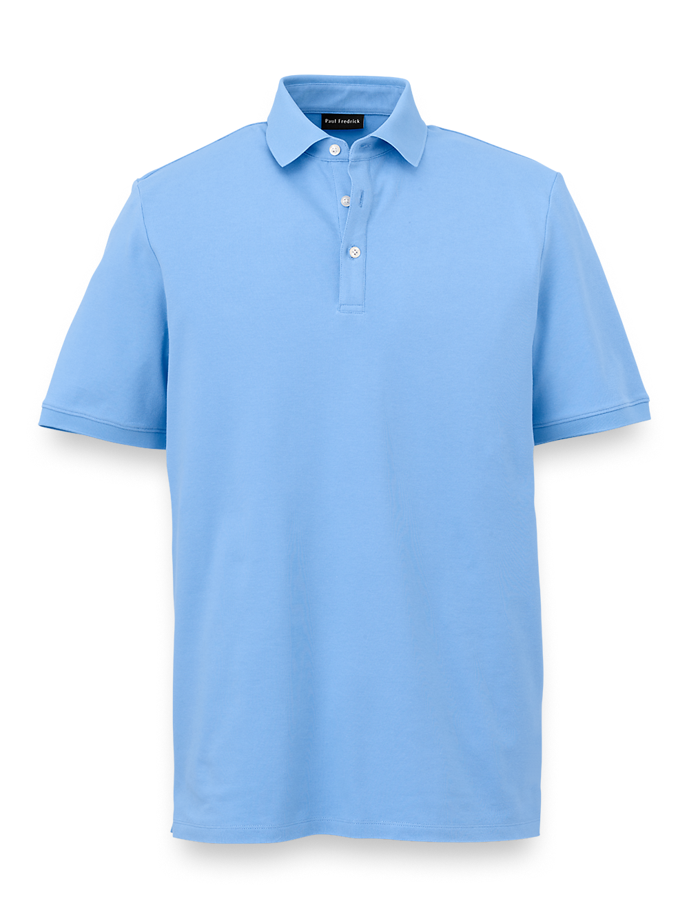 Product Image of Cotton Blend Three Button Polo-Blue