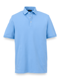 Cotton Blend Three Button Polo - Blue