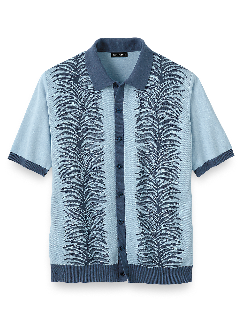 Product Image of Cotton Button Front Polo-Sky Blue