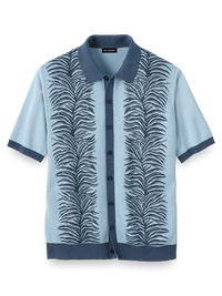 Cotton Button Front Polo - Sky Blue