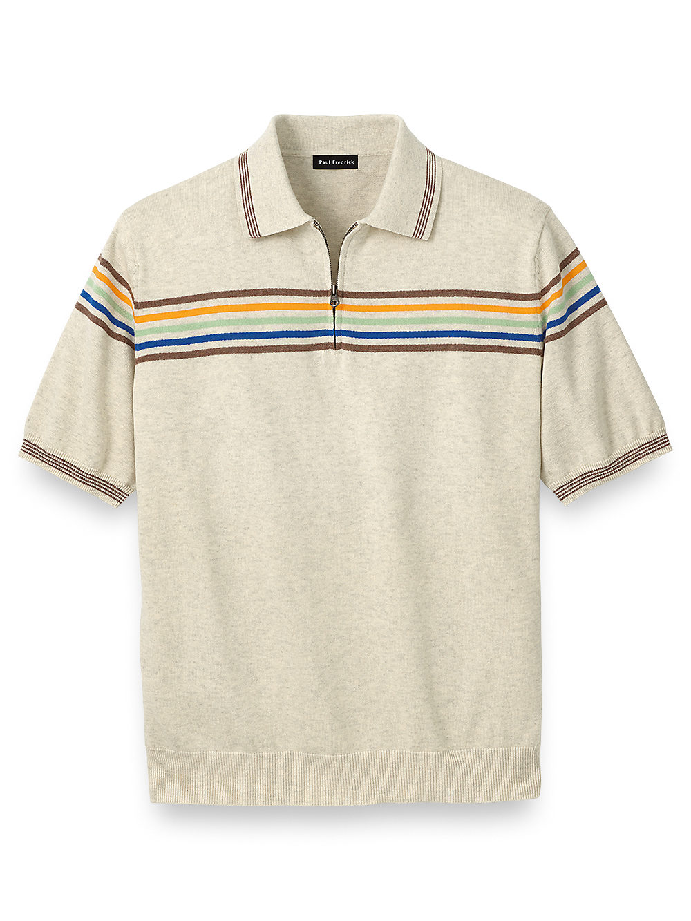 Product Image of Cotton Zip Polo-White Multi