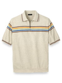 Cotton Zip Polo - White Multi