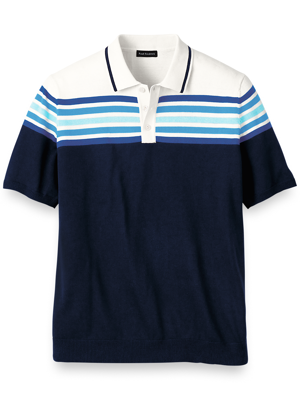 Product Image of Cotton Three Button Polo-Navy