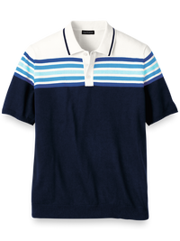 Cotton Three Button Polo - Navy