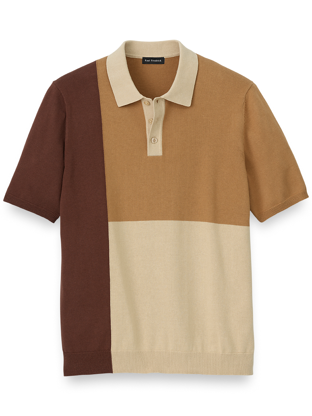 Product Image of Cotton Three Button Polo-Brown