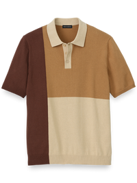 Cotton Three Button Polo - Brown