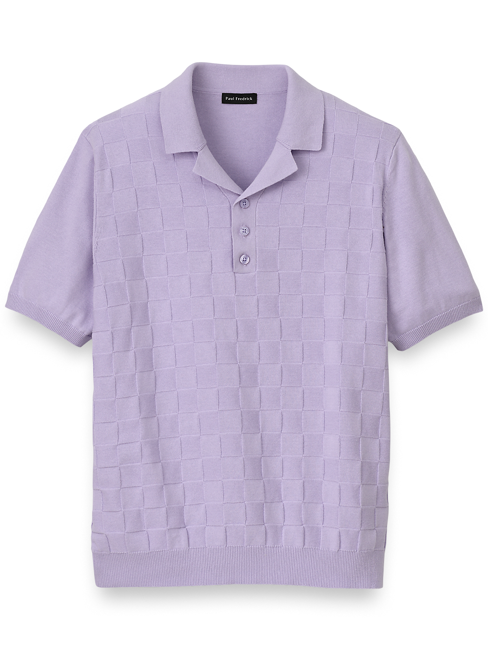 Product Image of Cotton Three Button Camp Collar Sweater-Lavender