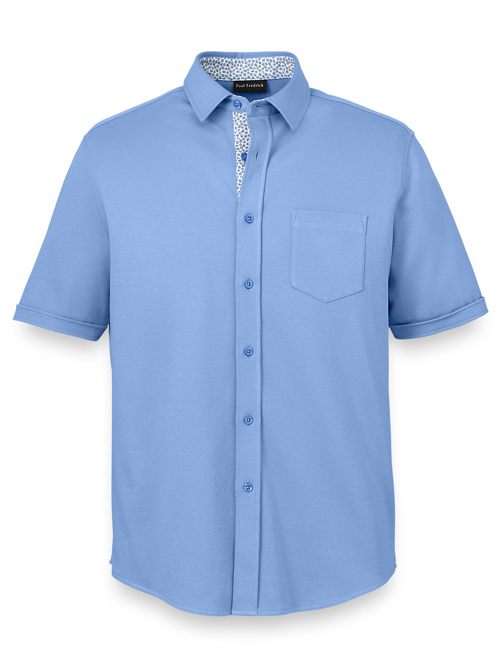 Product Image of Cotton Button Front Polo-Light Blue