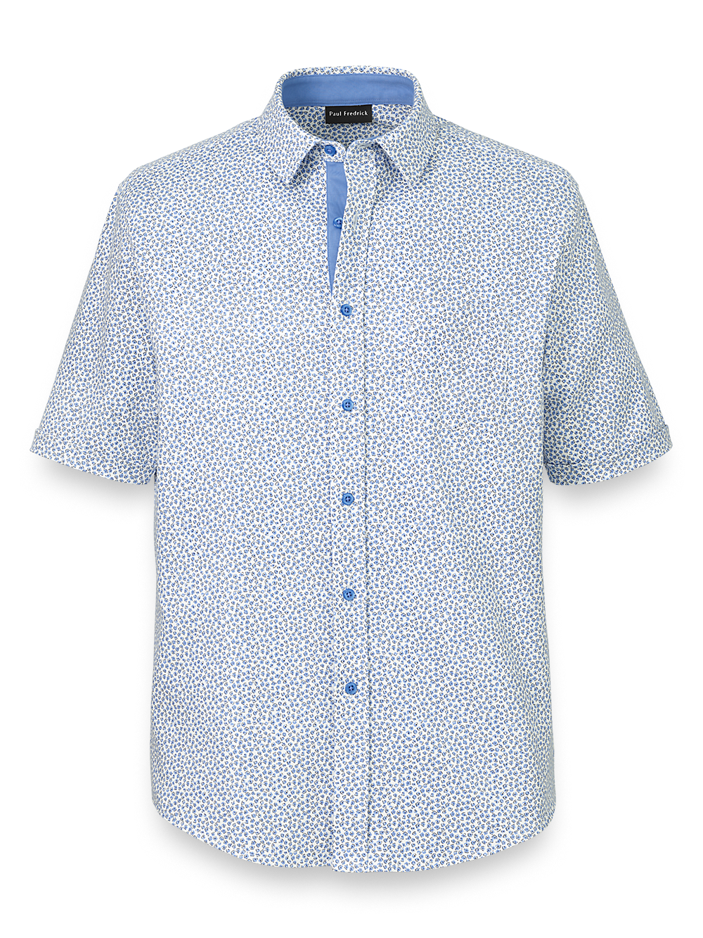 Product Image of Cotton Button Front Polo-Light Blue/White