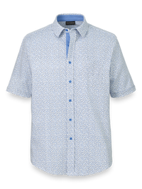 Cotton Button Front Polo - Light Blue/white