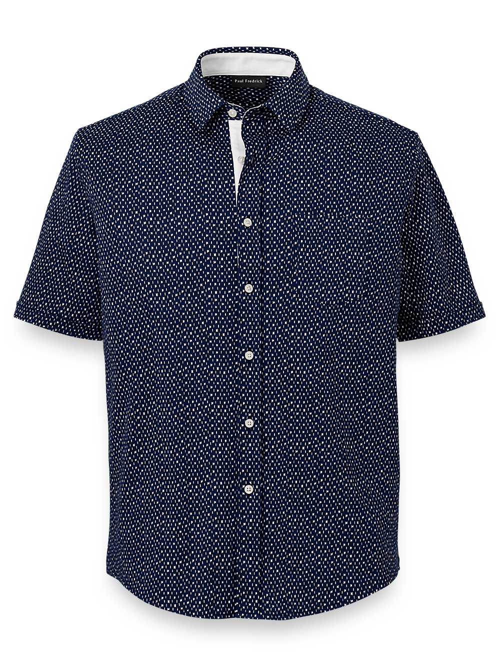 Product Image of Cotton Button Front Polo-Navy/White