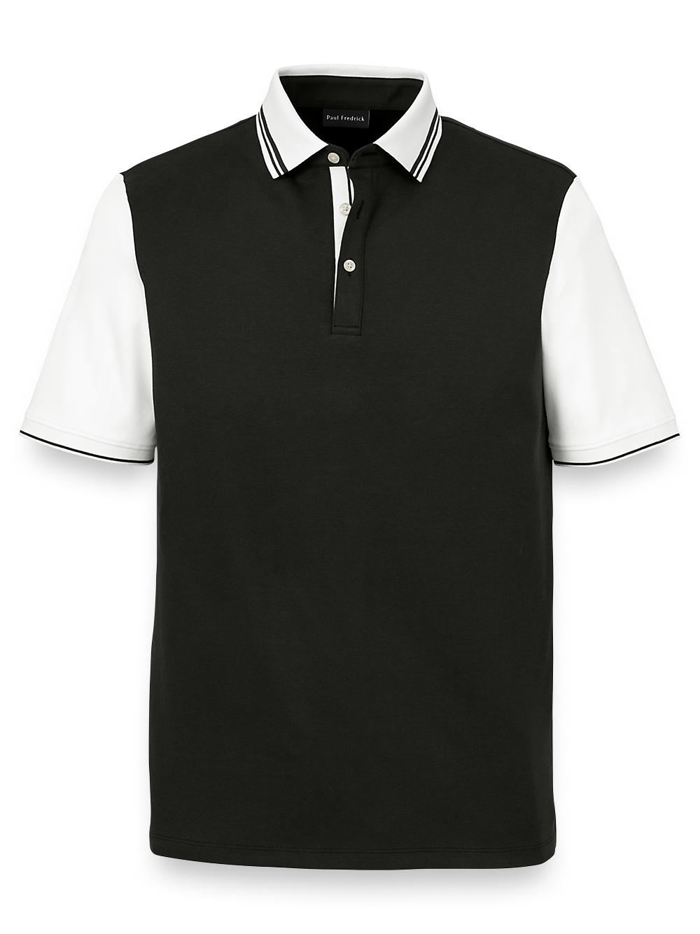 Product Image of Cotton Three Button Polo-Black