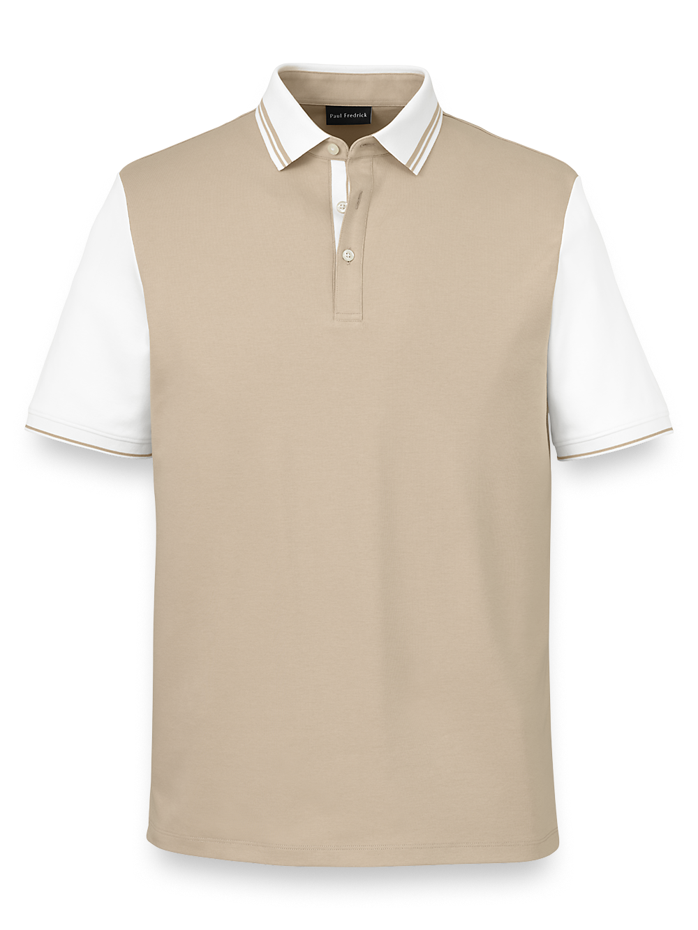 Product Image of Cotton Three Button Polo-Tan