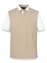 Cotton Three Button Polo - Tan