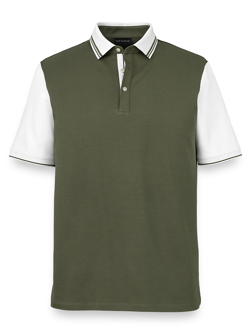 Product Image of Cotton Three Button Polo-Olive