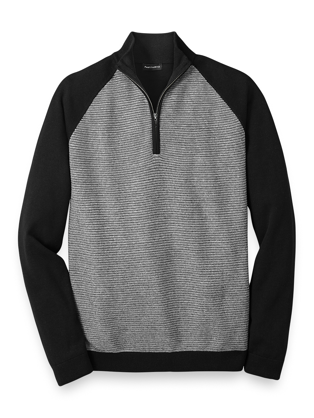 Product Image of Cotton Zip Mock Neck Sweater-Black