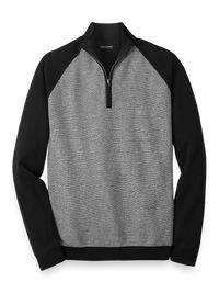 Cotton Zip Mock Neck Sweater - Black