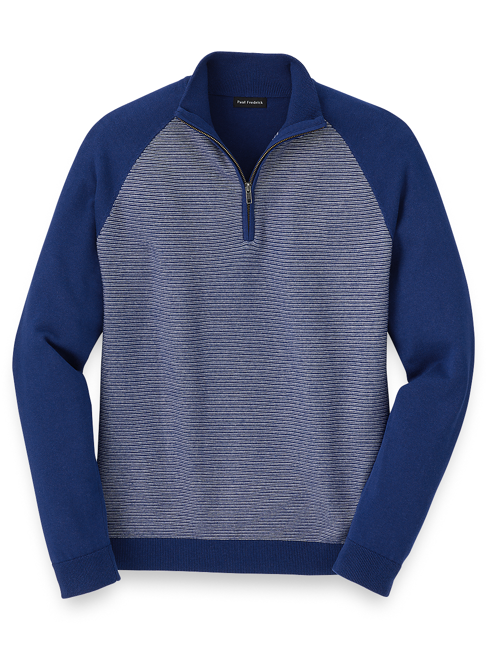 Product Image of Cotton Zip Mock Neck Sweater-Blue