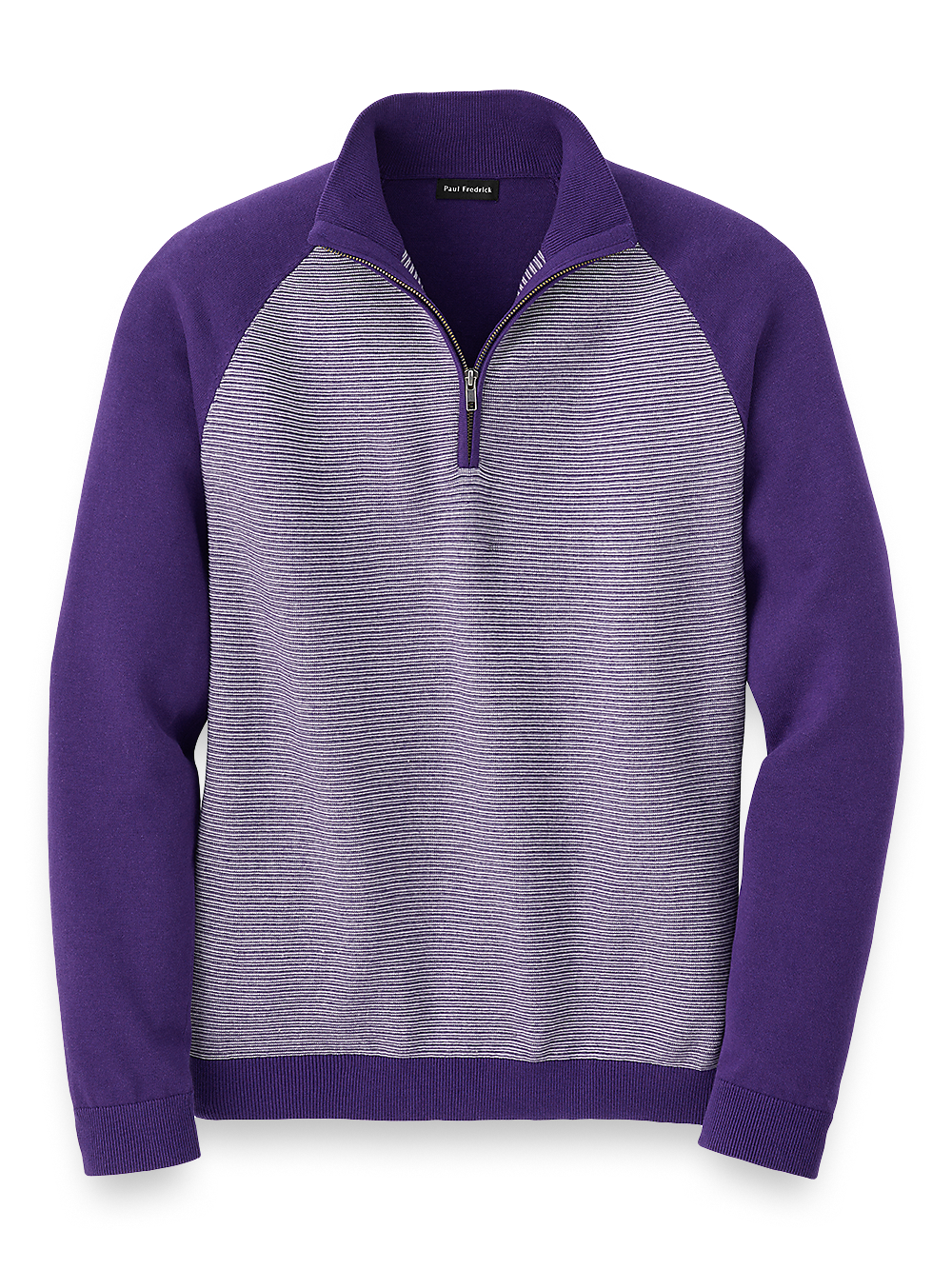 Product Image of Cotton Zip Mock Neck Sweater-Purple