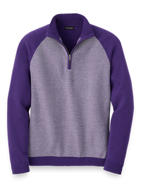 Cotton Zip Mock Neck Sweater - Purple