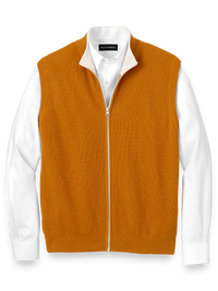 Cotton Full Zip Mock Neck Vest - Rust