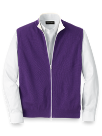 Cotton Full Zip Mock Neck Vest - Purple