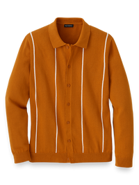 Cotton Button Front Polo - Rust