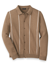 Cotton Button Front Polo - Camel